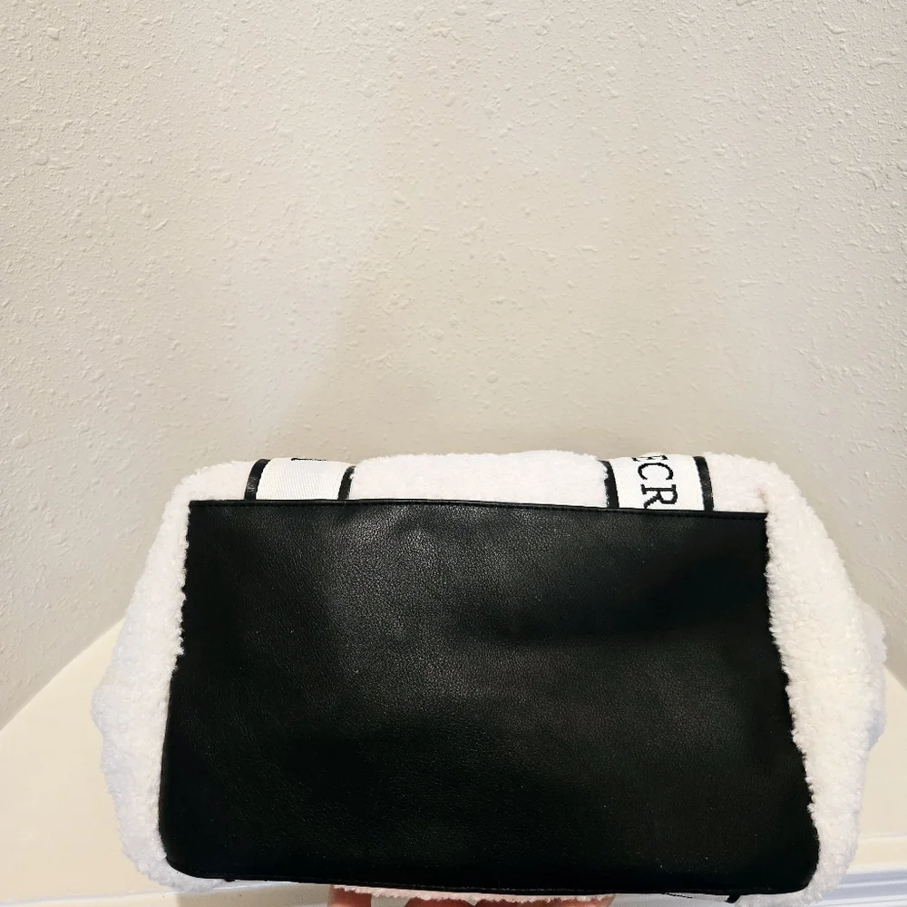 Victoria’s Secret Cozy Plush White Black Tote Bag OS NWT